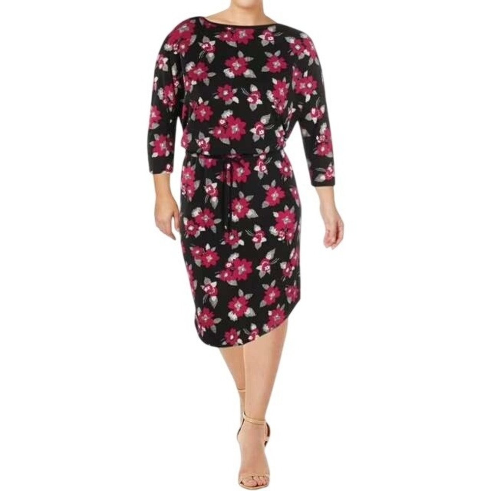 Lauren Ralph Lauren Floral Blouson Dress L 3/4 Sleeve‎